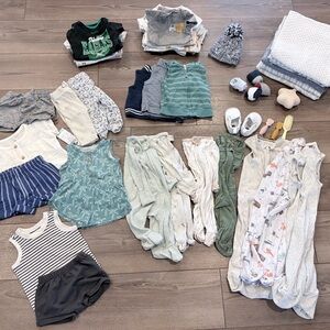 Baby Boy Clothing Bundle NB–3M + Swaddles + Vans Shoes | Spring/Summer Lot